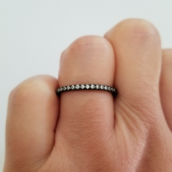 18k Black Gold Pave Band - Picture 7 of 8